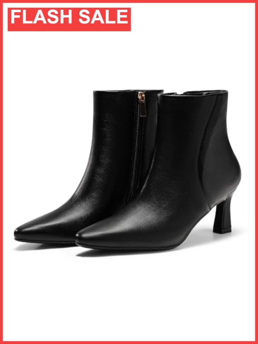 Womens Ankle Boots Kitten Low Heel Pointed Toe Side Zipper PU Leather Dress